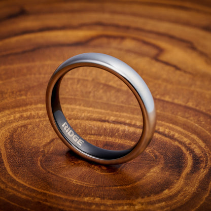 Ridge 4mm Rounded Ring Set - Platinum